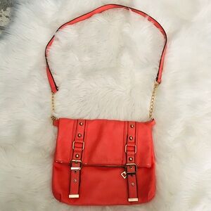 Call It Spring Coral Foldover Chainlink Crossbody